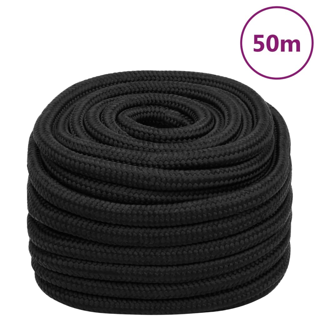 Vidaxl corde de bateau 20 mm 50 m polypropylène noir