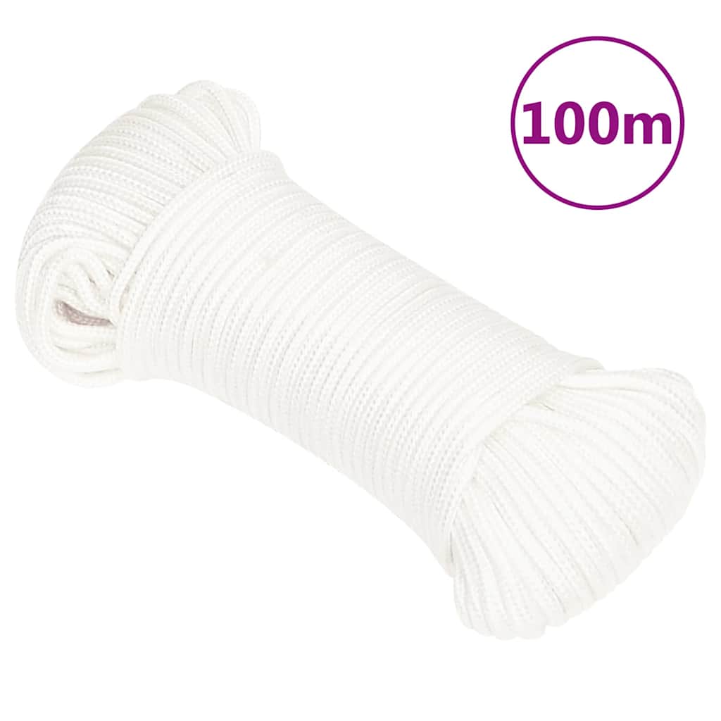 Vidaxl corde de bateau 5 mm 100 m polypropylène solide blanc
