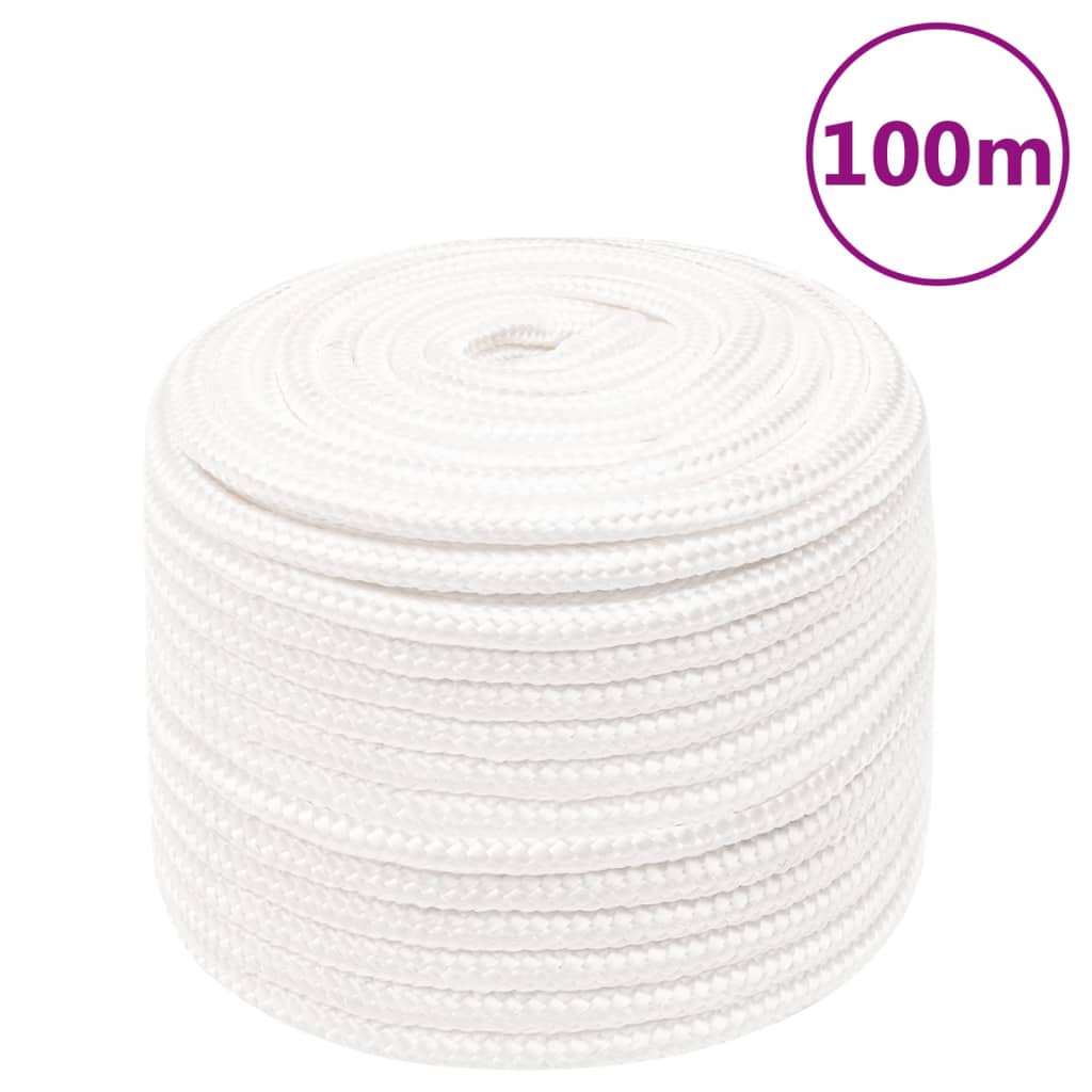 Vidaxl corde de bateau 12 mm 100 m polypropylène solide blanc