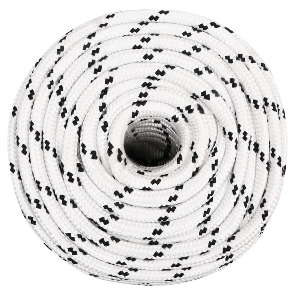 Corde de bateau vidaxl tressée 14 mmx100 m en polyester blanc
