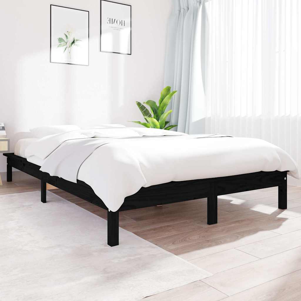 Vidaxl bedframe massief grenenhout zwart 120x200 cm