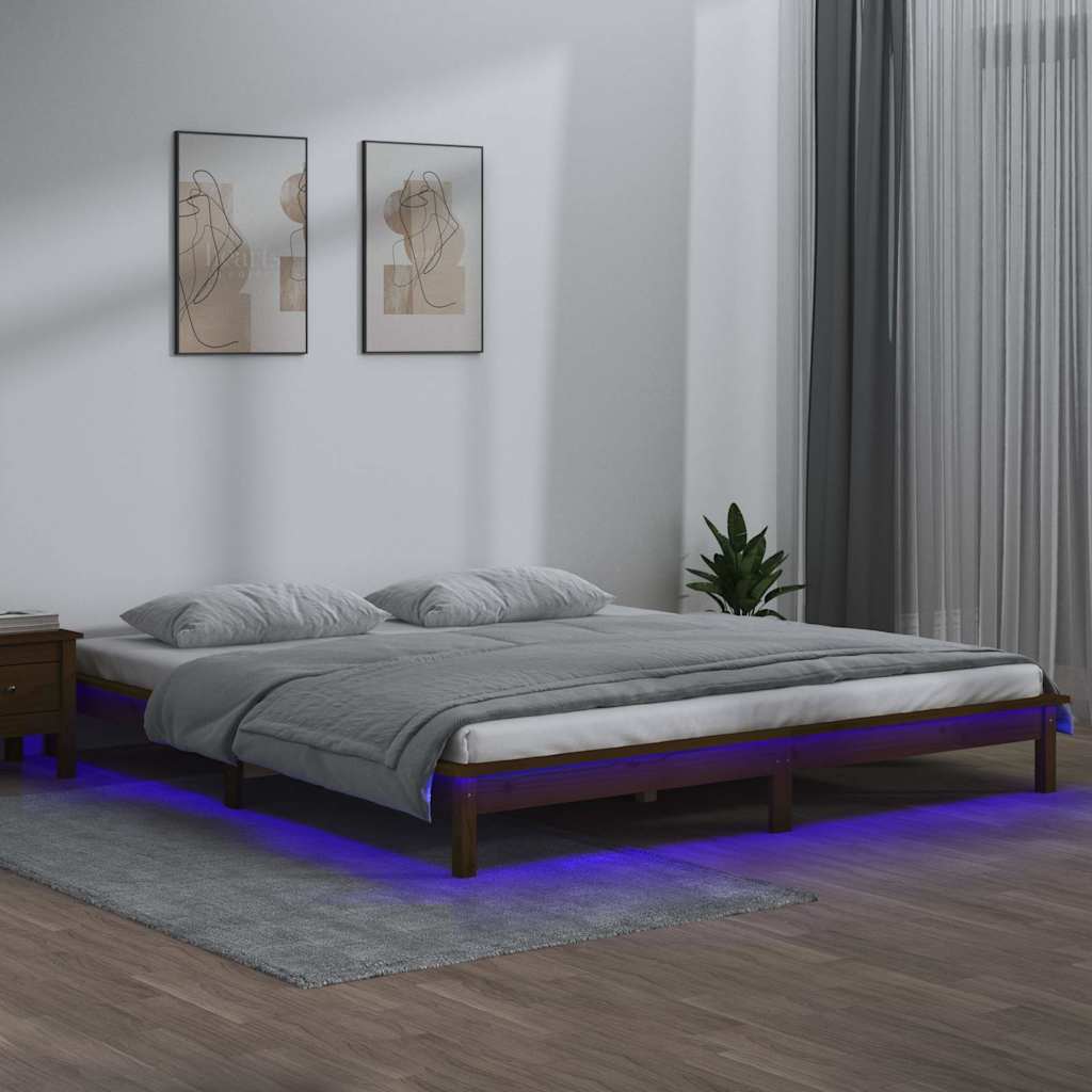 Vidaxl bedframe led hout honingbruin 120x190 cm