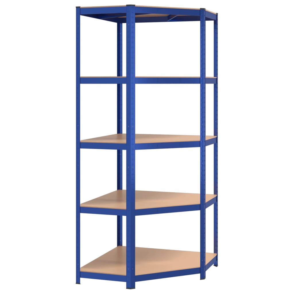 Vidaxl Hoekrek en acier de 5 couches et bleu en bois transformé