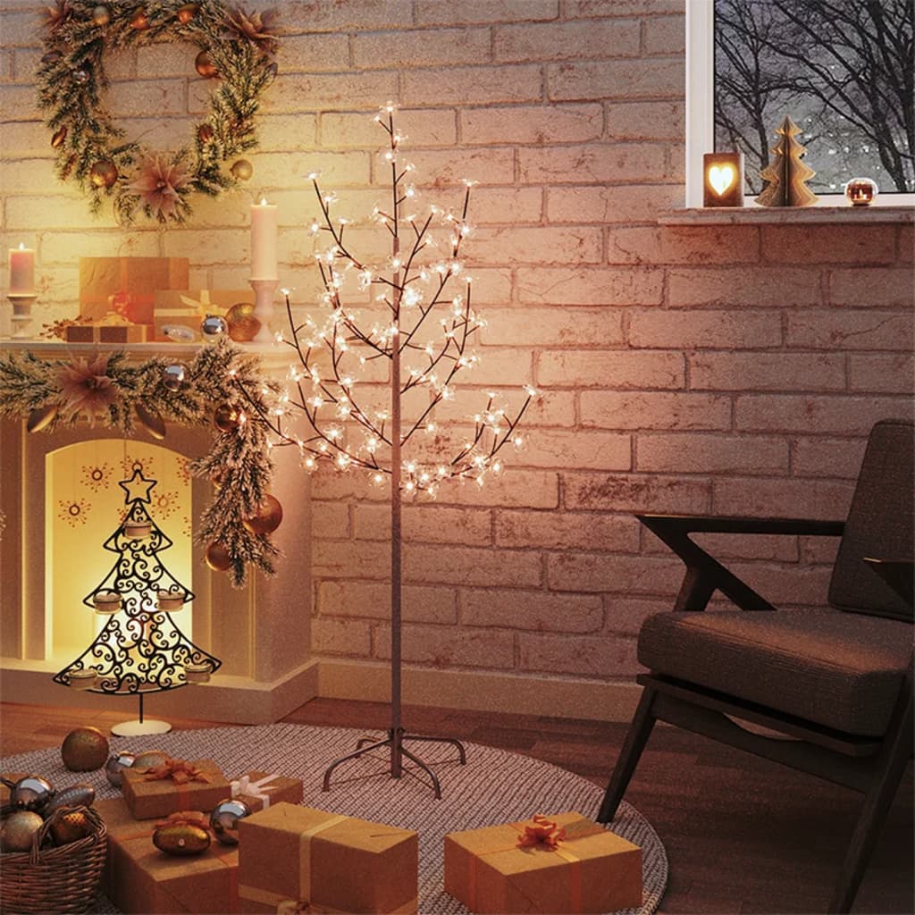 Vidaxl Boom Cherry Blossom 84 LEDS blanc chaud 120 cm