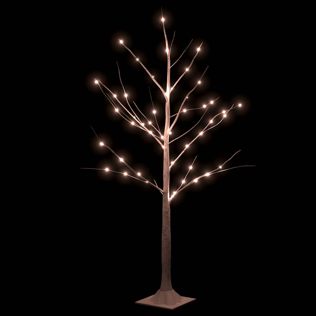 VidaXL bouleau LED 48 LED blanc chaud 120 cm blanc