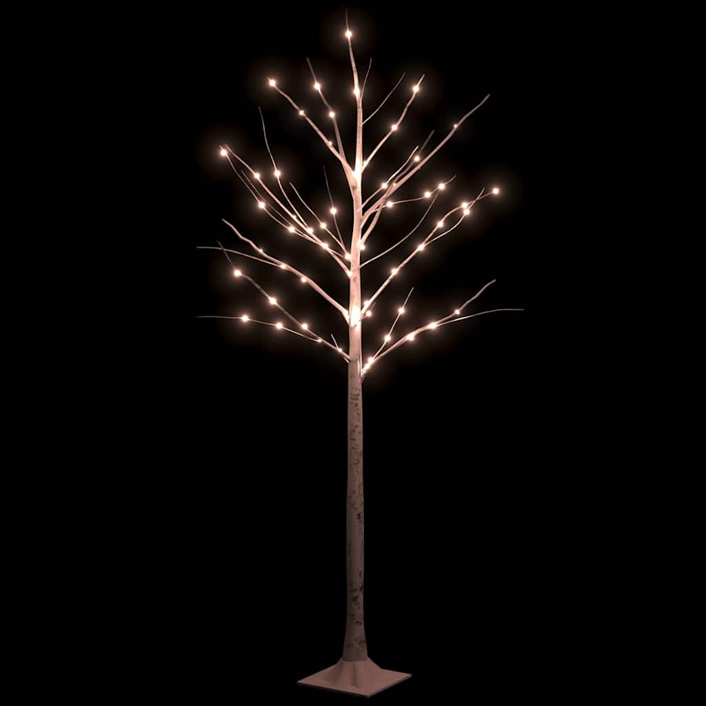VidaXL bouleau LED 72 LED blanc chaud 150 cm blanc