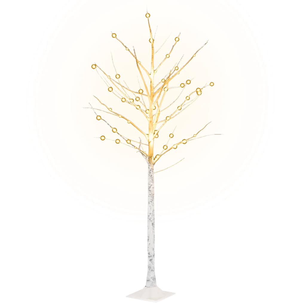 VidaXL bouleau LED 96 LED blanc chaud 180 cm blanc