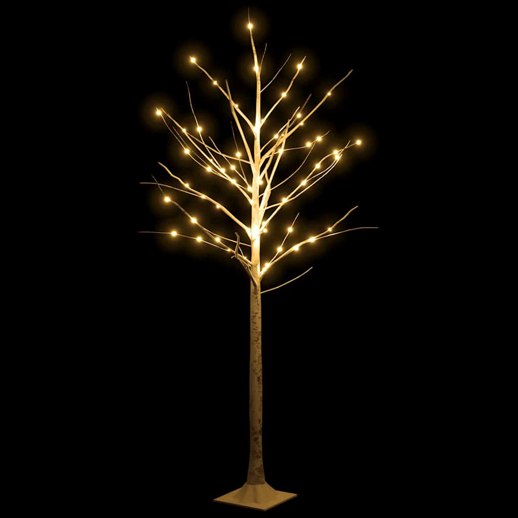 VidaXL bouleau LED 96 LED blanc chaud 180 cm blanc