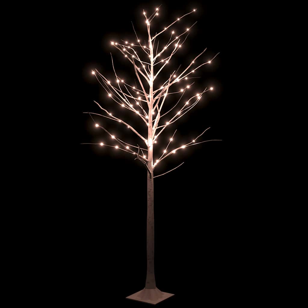 VidaXL bouleau LED 128 LED blanc chaud 220 cm blanc