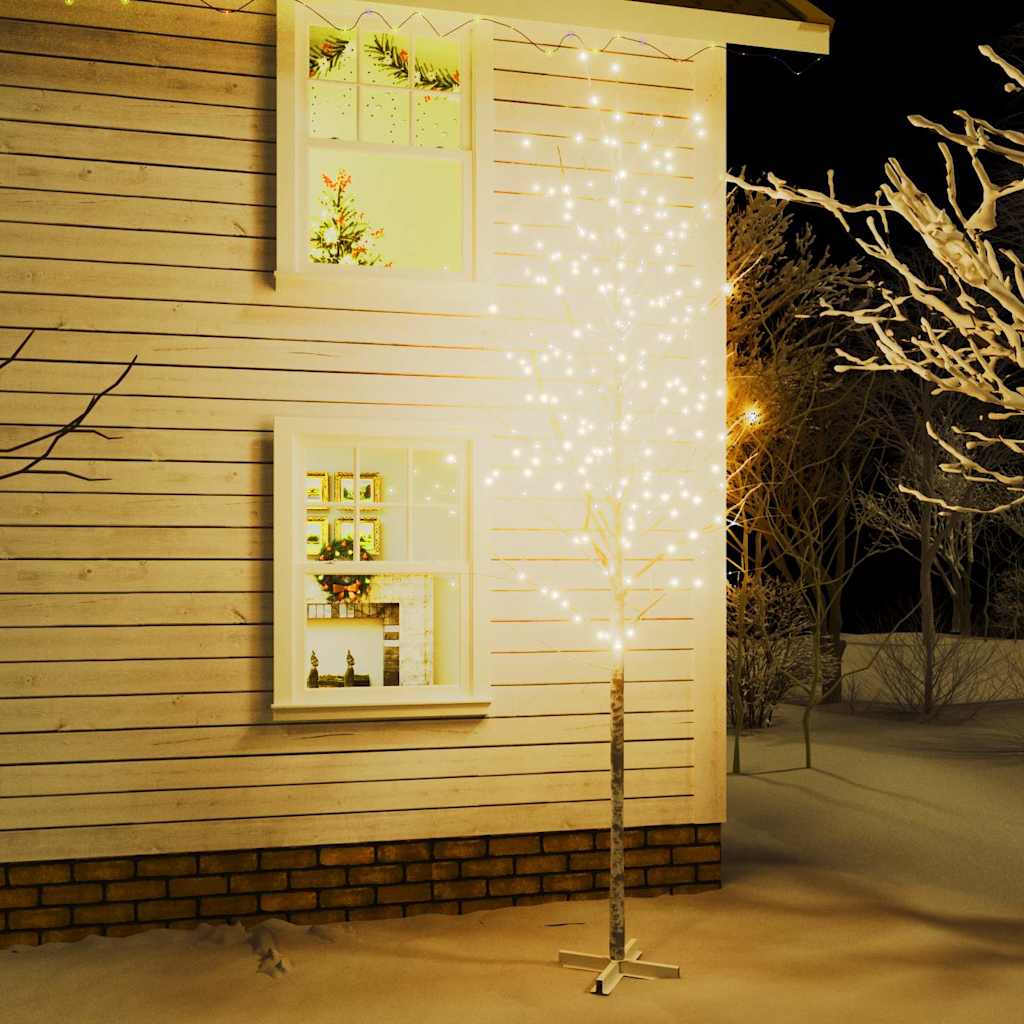 Vidaxl Berkenboom LED 672 LEDS WHICT CHAUD 400 cm blanc
