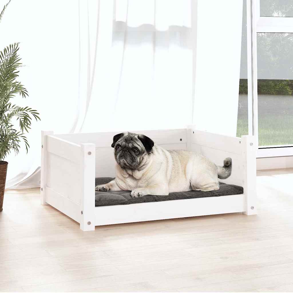 Vidaxx lit pour chien blanc 65,5x50,5x28 cm bois de pin massif
