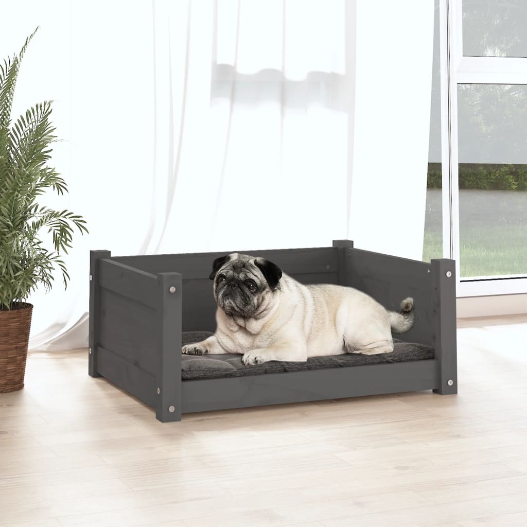 Vidaxl Dog Basket 65.5x50.5x28 cm Gris de pin massif