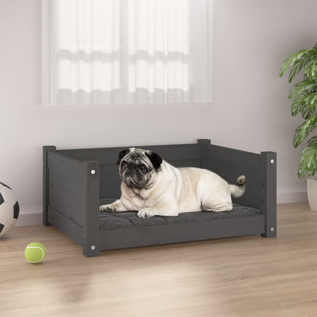 Vidaxl Dog Basket 65.5x50.5x28 cm Gris de pin massif