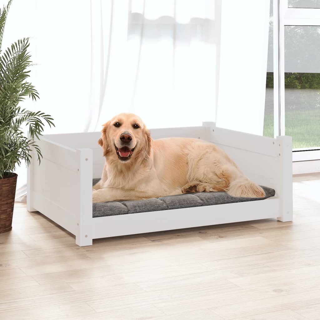 Vidaxl Dog Panier 75.5x55.5x28 cm Pine solide blanc
