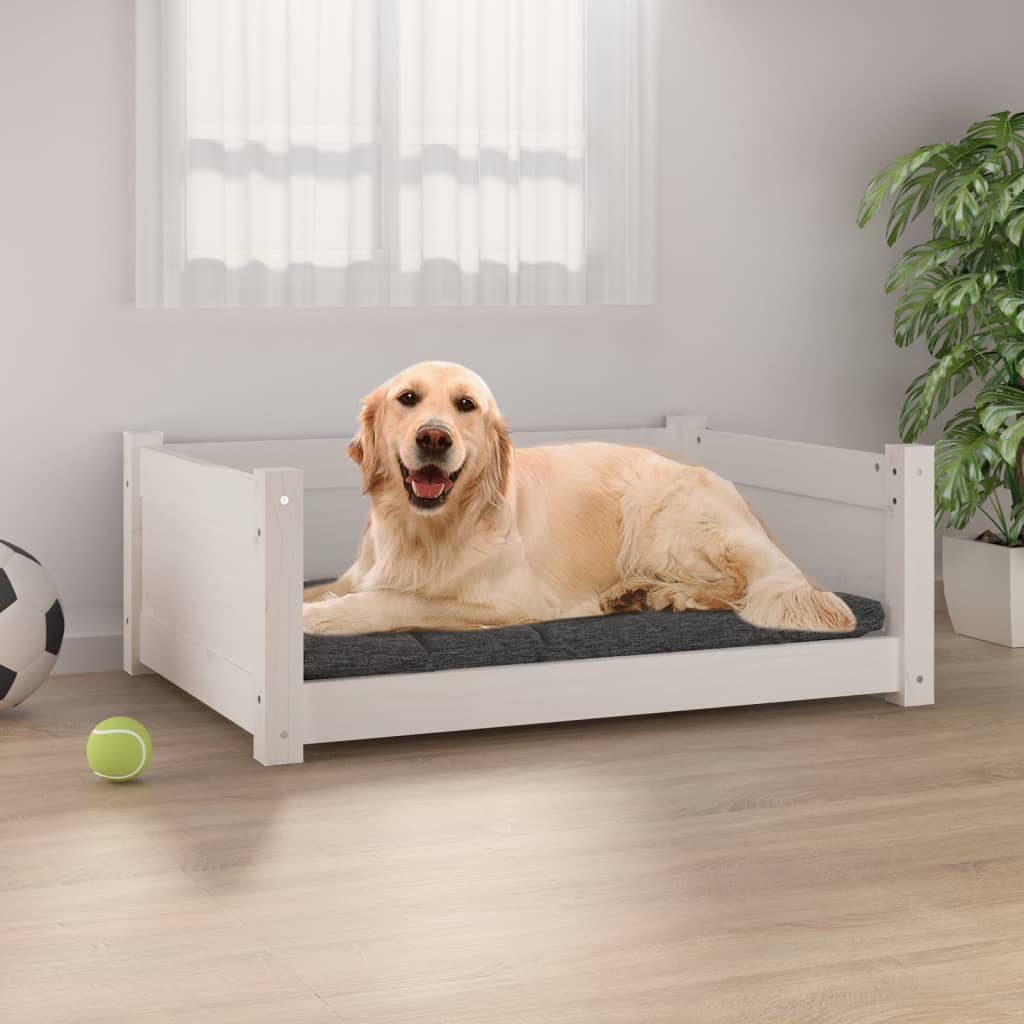 Vidaxl Dog Panier 75.5x55.5x28 cm Pine solide blanc