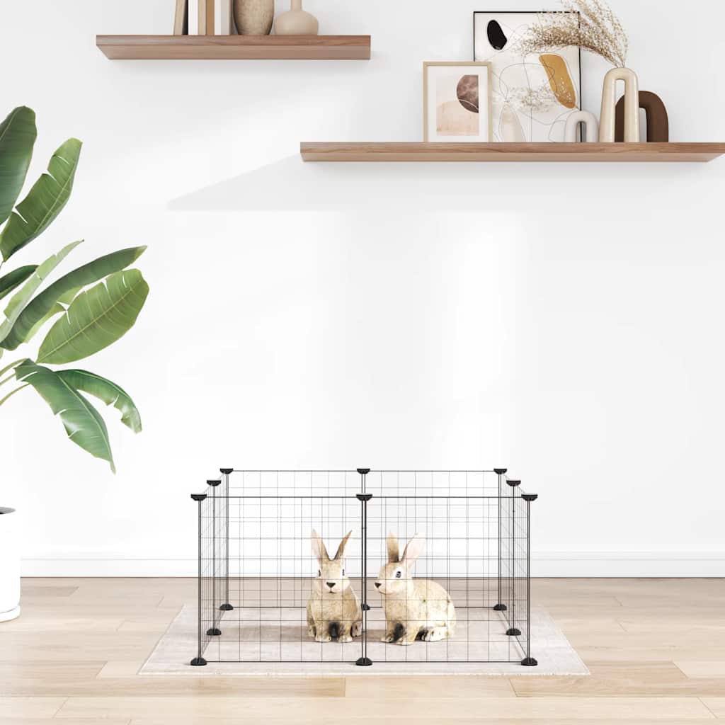VidaXL cage pour animaux de compagnie avec 8 panneaux, noir, 35x35 cm, acier