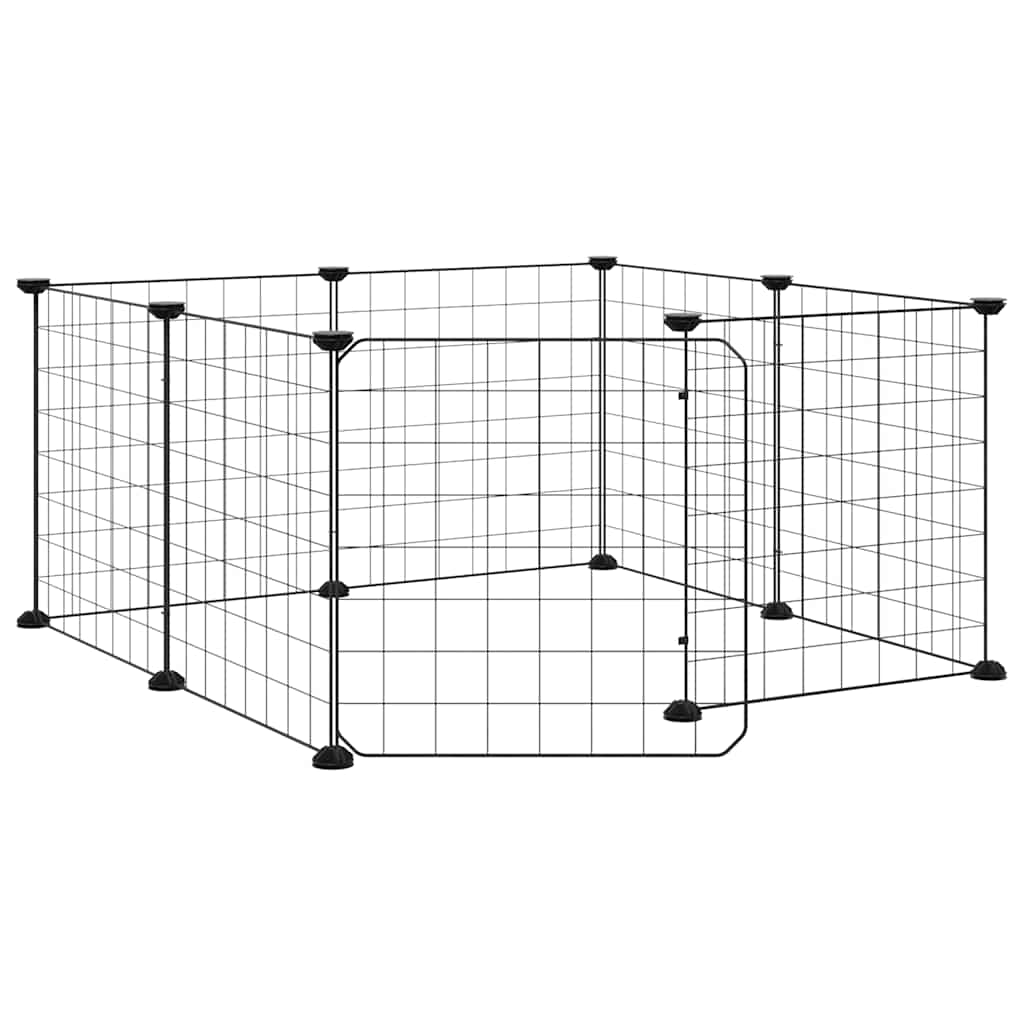 Vidaxl Petts Cage avec porte 8 panneaux 35x35 cm en acier noir