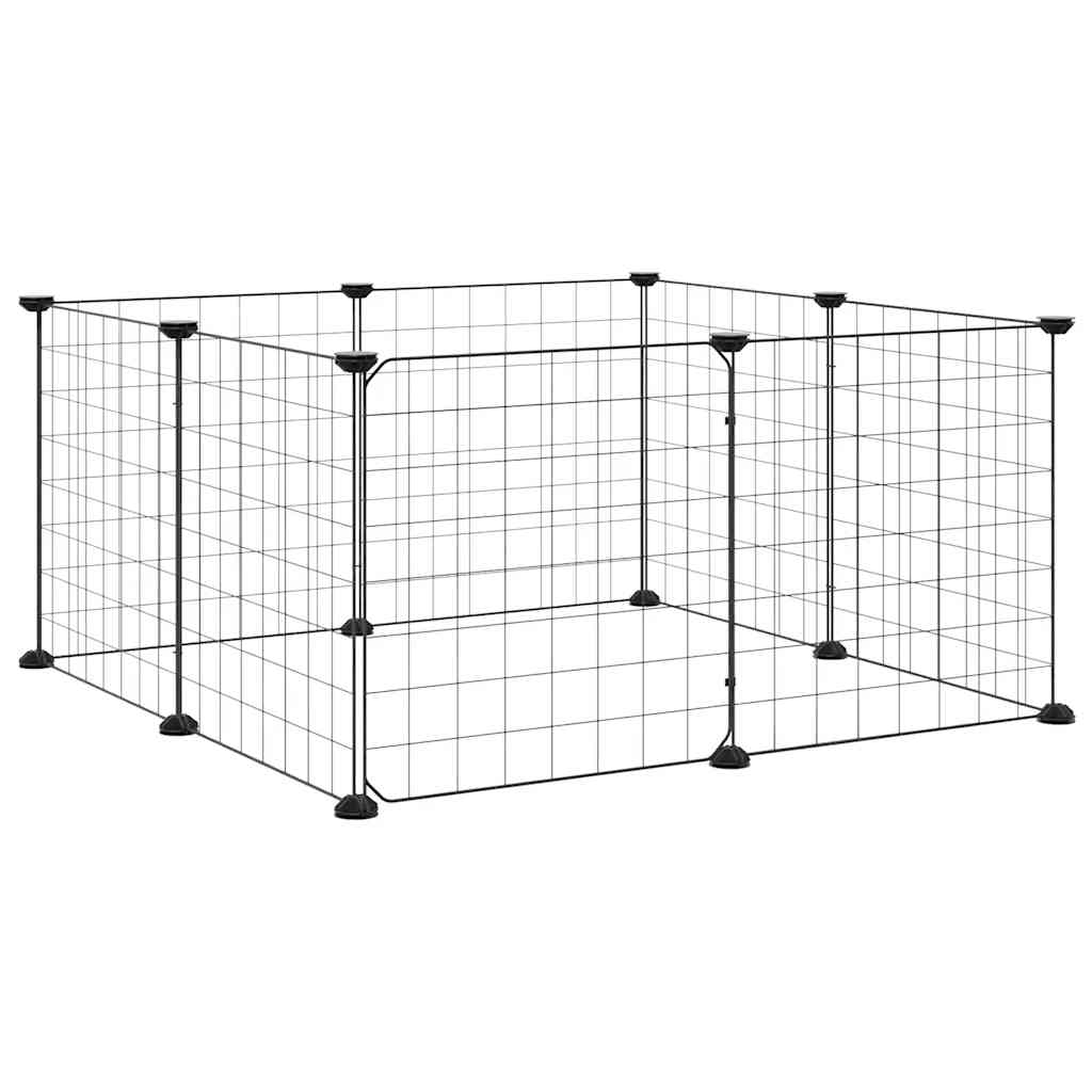 Vidaxl Petts Cage avec porte 8 panneaux 35x35 cm en acier noir