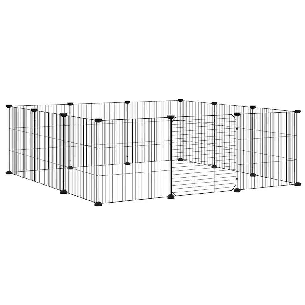 Vidaxxl cage pour animaux avec 12 panneaux et porte, acier noir 35x35 cm