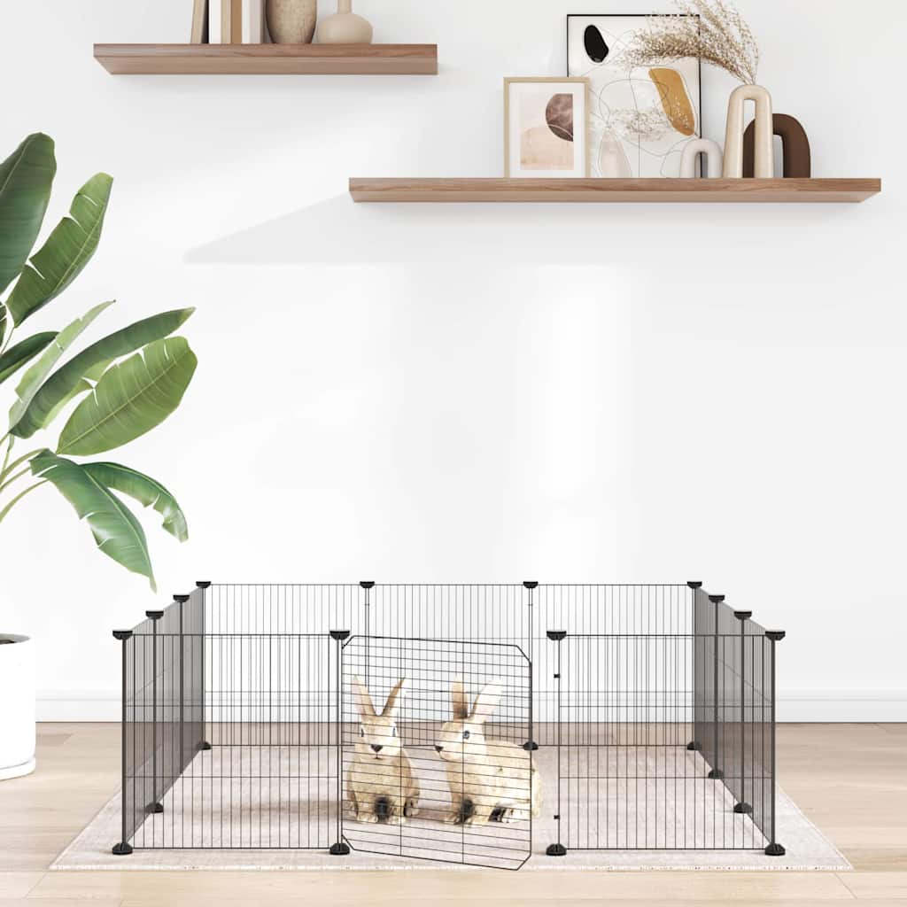 Vidaxxl cage pour animaux avec 12 panneaux et porte, acier noir 35x35 cm