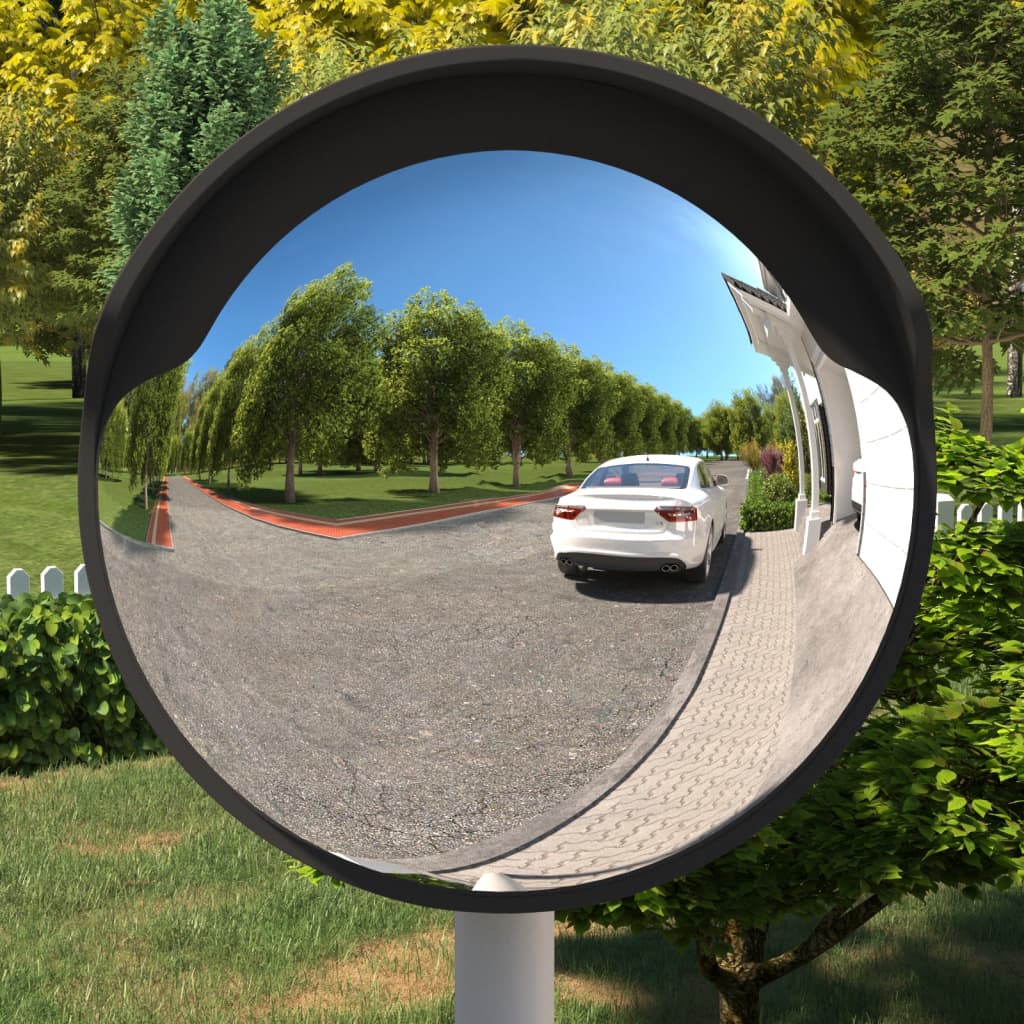 Vidaxl Miroir de trafic convexe extérieur noir Ø60 cm polycarbonate