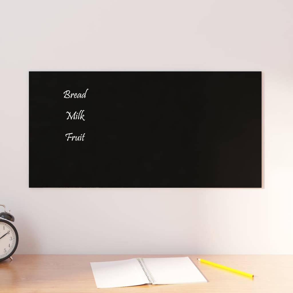VidaXL Tableau magnétique pour le mur 60x30 cm verre trempé noir
