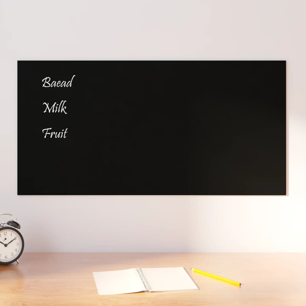 VidaXL Tableau magnétique pour le mur 80x40 cm verre trempé noir