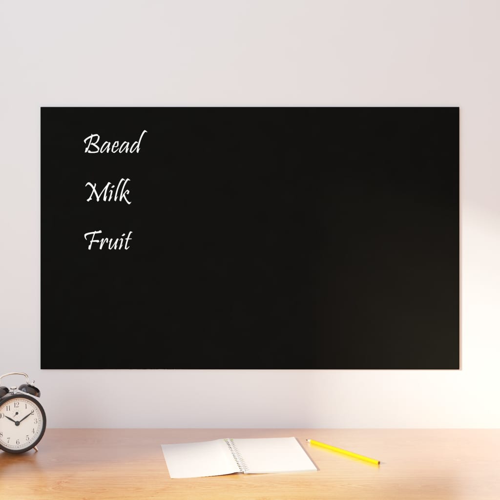 VidaXL Tableau magnétique pour le mur 80x50 cm verre trempé noir