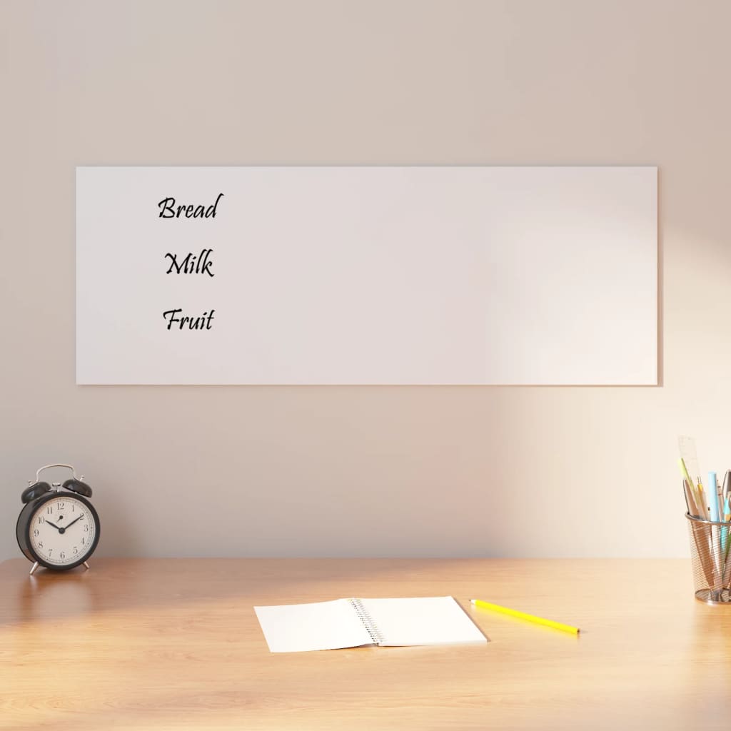 VidaXL Tableau magnétique pour le mur 80x30 cm verre trempé blanc