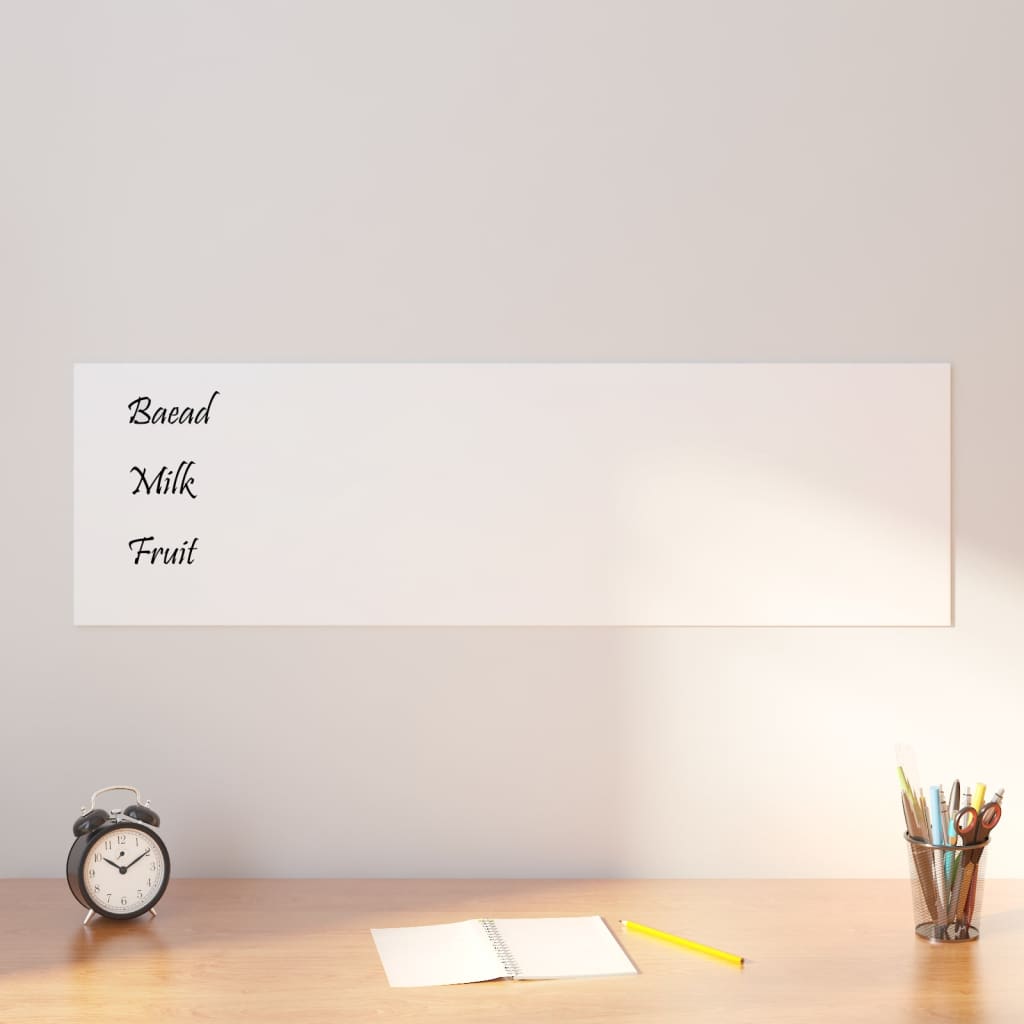 Vidaxx tableau magnétique pour le mur 100x30 cm verre trempé blanc