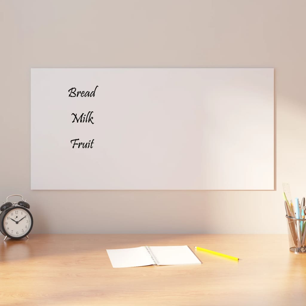 VidaXL Tableau magnétique pour le mur 80x40 cm verre trempé blanc