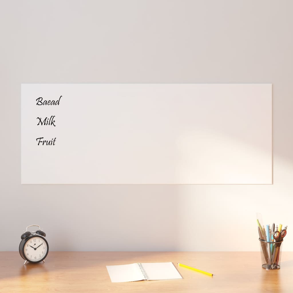 VidaXL Tableau magnétique pour le mur 100x40 cm verre trempé blanc