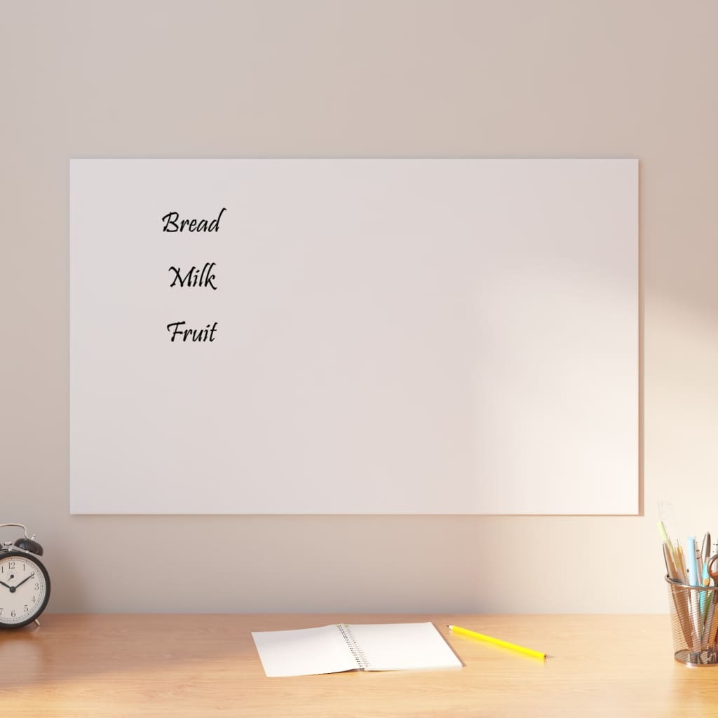 VidaXL Tableau magnétique pour le mur 80x50 cm verre trempé blanc