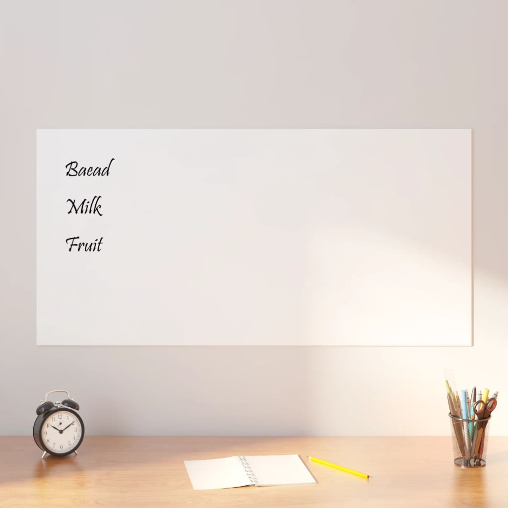 VidaXL Tableau magnétique pour le mur 100x50 cm verre trempé blanc