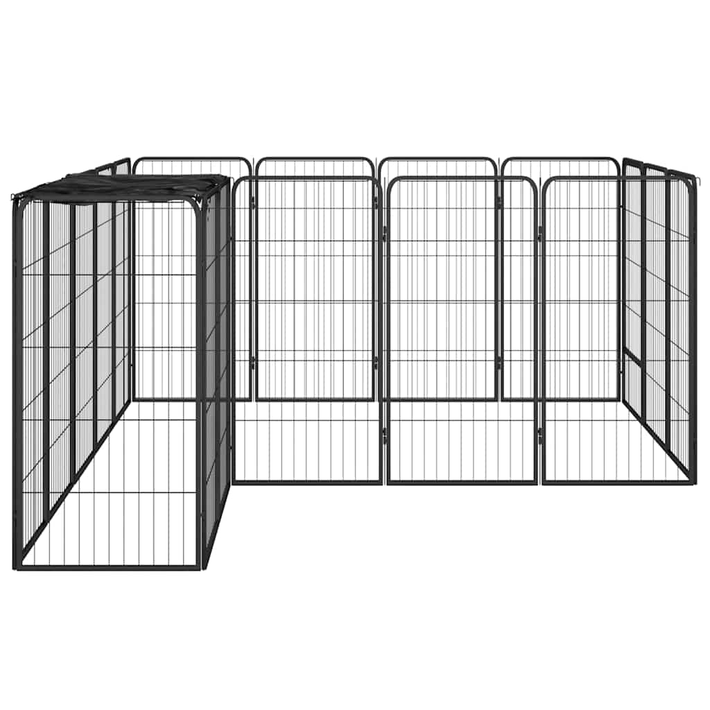 Vidaxl Dog Kennel 18 panneaux 50 x 100 cm en poudre et en acier noir