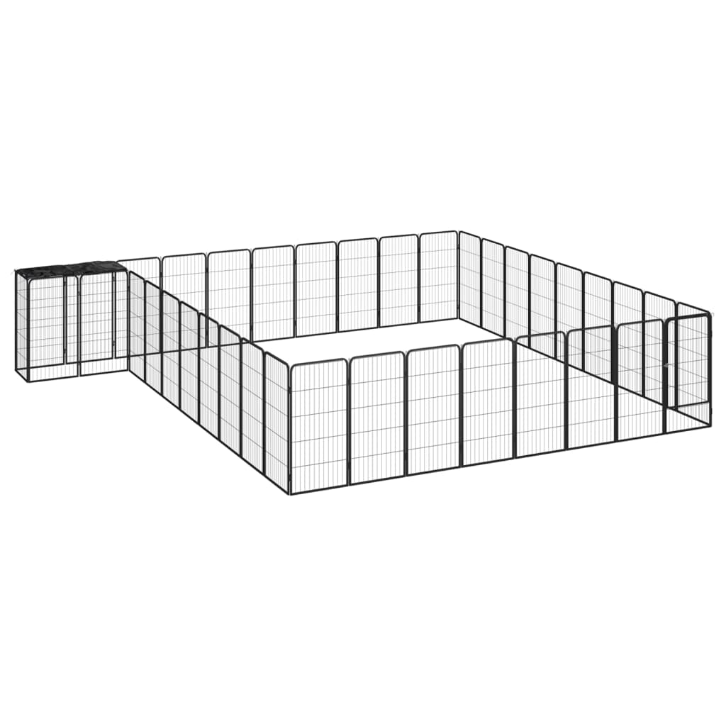 Vidaxl Dog Kennel 38 panneaux 50x100 cm en poudre en acier noir