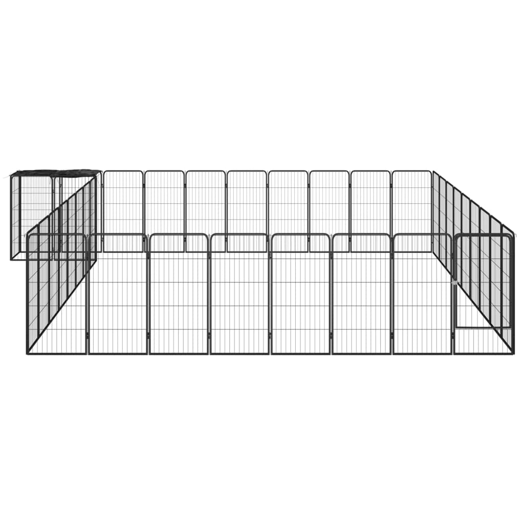Vidaxl Dog Kennel 38 panneaux 50x100 cm en poudre en acier noir