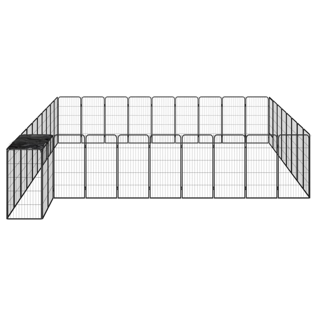 Vidaxl Dog Kennel 38 panneaux 50x100 cm en poudre en acier noir