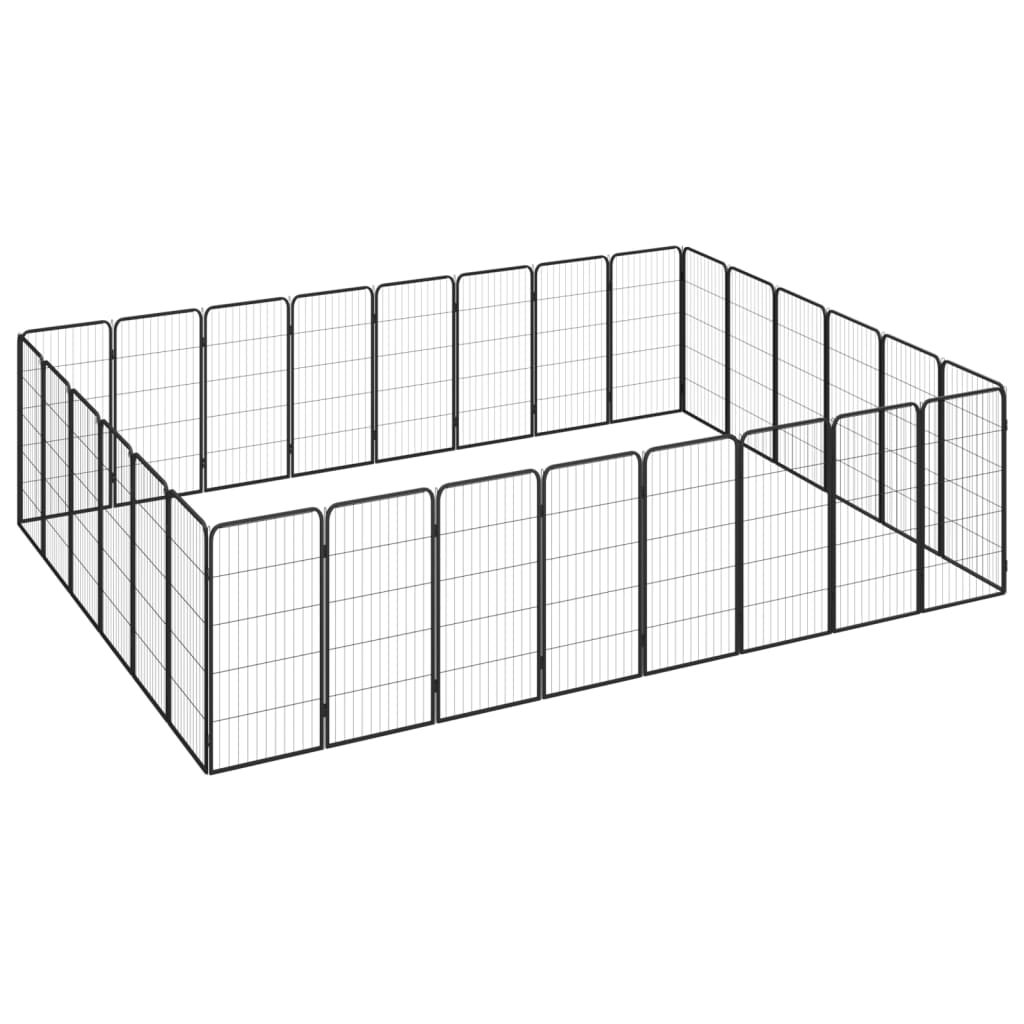 Vidaxl Dog Kennel 28 panneaux 50x100 cm en poudre et en acier recouvert de noir