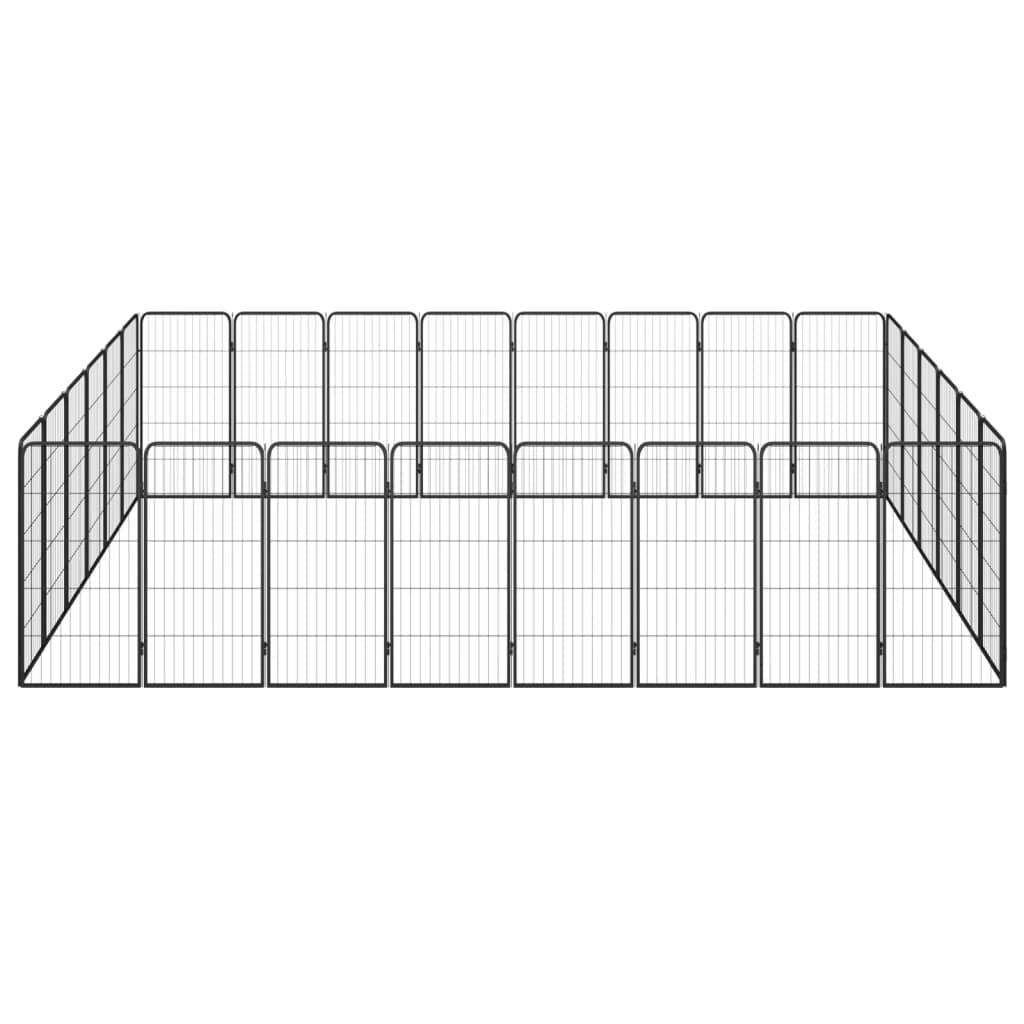 Vidaxl Dog Kennel 28 panneaux 50x100 cm en poudre et en acier recouvert de noir