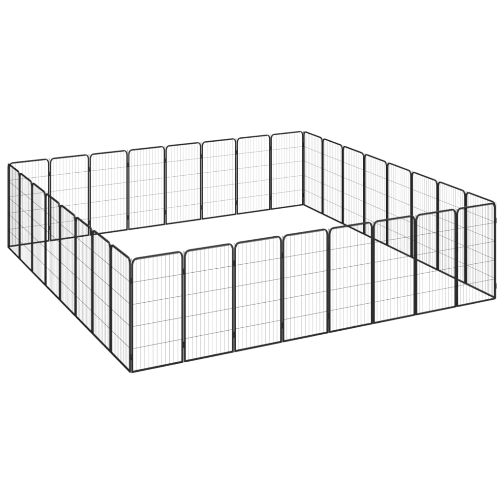Vidaxl Dog Kennel 32 panneaux 50 x 100 cm en poudre en acier noir