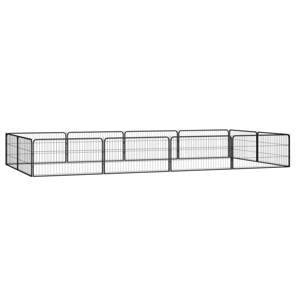 Vidaxl Dog Kennel 12 panneaux 100x50 cm en poudre - en acier noir