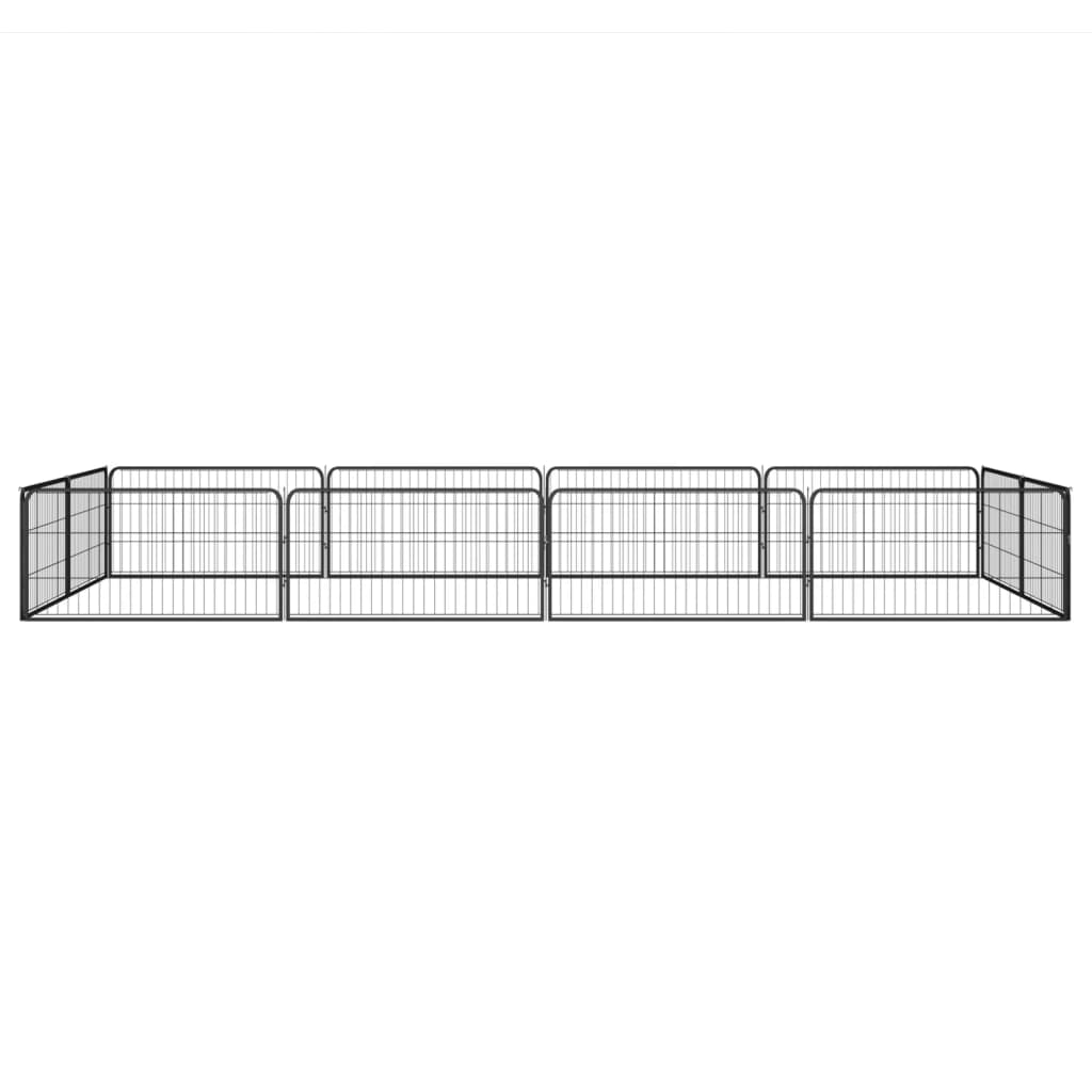 Vidaxl Dog Kennel 12 panneaux 100x50 cm en poudre - en acier noir