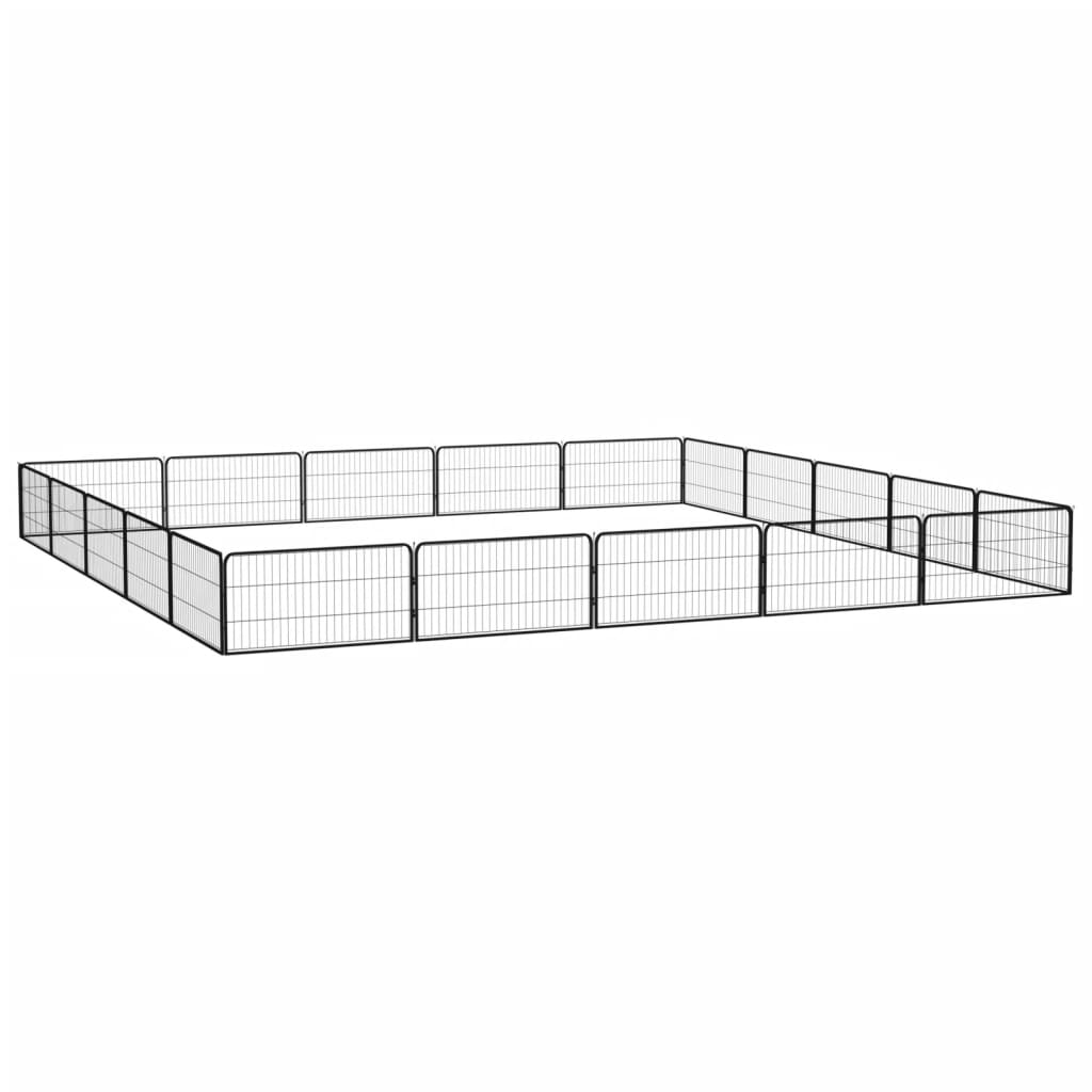 Vidaxl Dog Kennel 20 panneaux 100x50 cm en poudre - en acier noir