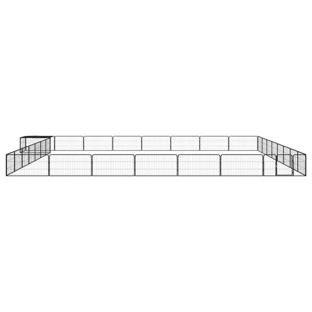 Vidaxl Dog Kennel 32 panneaux 100x50 cm en poudre et en acier recouvert de noir