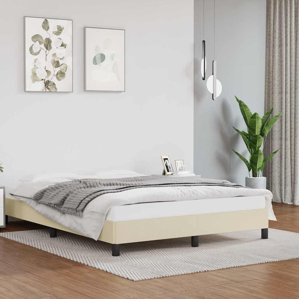 Vidaxl bedframe kunstleer crèmekleurig 140x190 cm