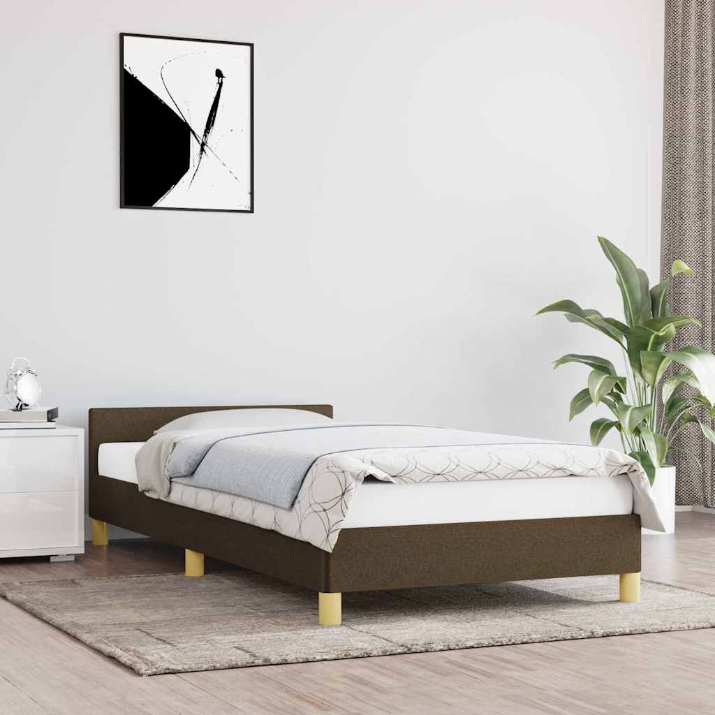 Vidaxl bedframe zonder matras 90x200 cm stof donkerbruin