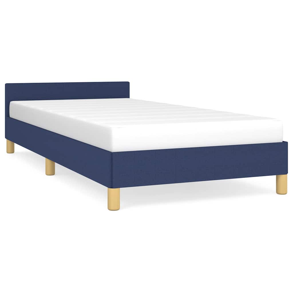 Vidaxl bedframe met hoofdeinde zonder matras 90x200 cm stof blauw