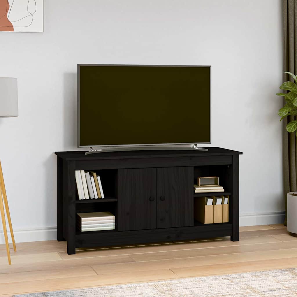 Vidaxl tv-meubel 103x36,5x52 cm massief grenenhout zwart
