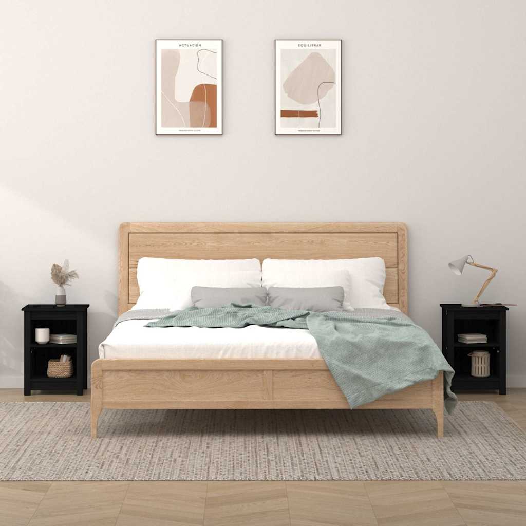 Vidaxl nachtkastjes 2 st 40x35x55 cm massief grenenhout zwart